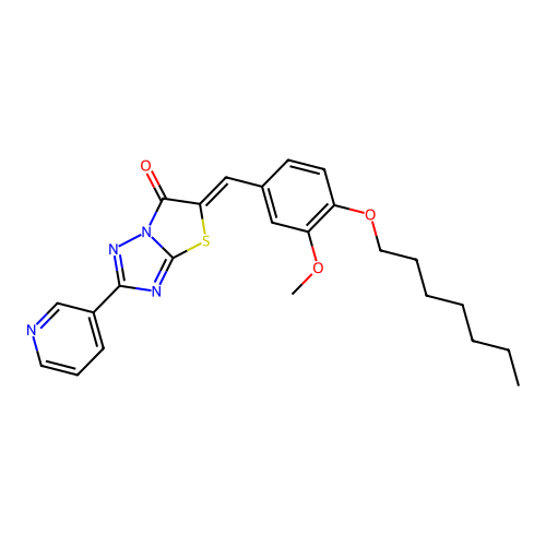 (Z)-5-(4-(heptyloxy)-3-methoxybenzylidene)-2-(pyridin-3-yl)thiazolo[3,2-b][1,2,4]triazol-6(5H)-one structure