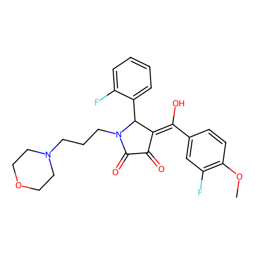 4-(3-fluoro-4-methoxybenzoyl)-5-(2-fluorophenyl)-3-hydroxy-1-[3-(morpholin-4-yl)propyl]-2,5-dihydro-1H-pyrrol-2-one structure
