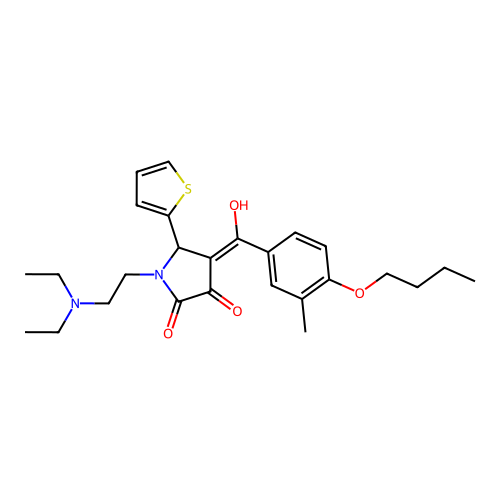 (4E)-4-[(4-butoxy-3-methylphenyl)-hydroxymethylidene]-1-(2-diethylaminoethyl)-5-thiophen-2-ylpyrrolidine-2,3-dione structure