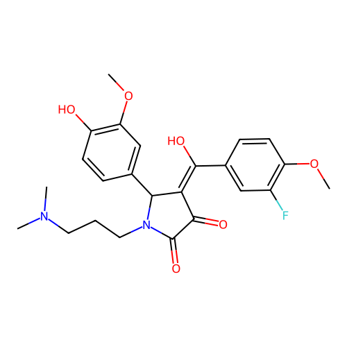 1-[3-(dimethylamino)propyl]-4-(3-fluoro-4-methoxybenzoyl)-3-hydroxy-5-(4-hydroxy-3-methoxyphenyl)-2,5-dihydro-1H-pyrrol-2-one structure