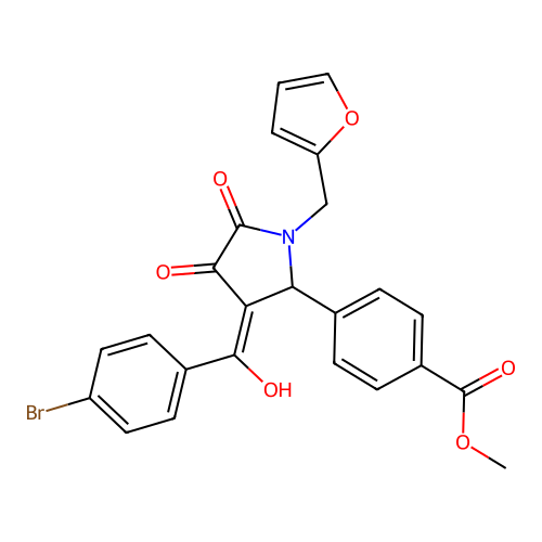 methyl 4-[3-(4-bromobenzoyl)-1-[(furan-2-yl)methyl]-4-hydroxy-5-oxo-2,5-dihydro-1H-pyrrol-2-yl]benzoate structure