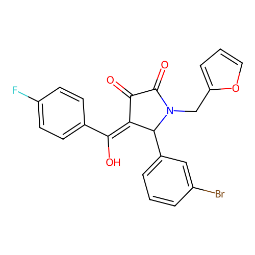 5-(3-bromophenyl)-4-(4-fluorobenzoyl)-1-[(furan-2-yl)methyl]-3-hydroxy-2,5-dihydro-1H-pyrrol-2-one structure