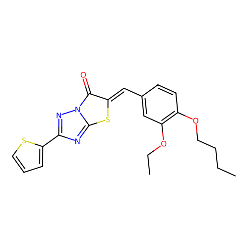 (Z)-5-(4-butoxy-3-ethoxybenzylidene)-2-(thiophen-2-yl)thiazolo[3,2-b][1,2,4]triazol-6(5H)-one structure