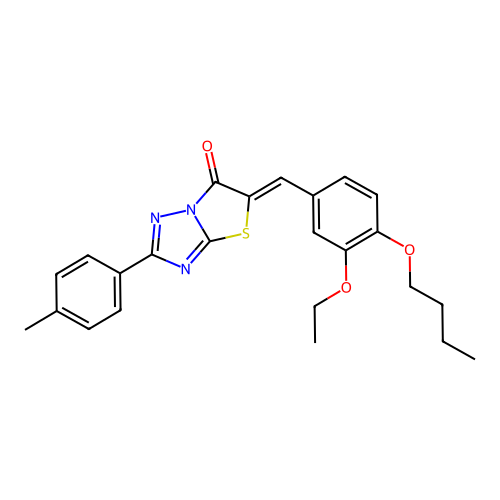 (Z)-5-(4-butoxy-3-ethoxybenzylidene)-2-(p-tolyl)thiazolo[3,2-b][1,2,4]triazol-6(5H)-one structure