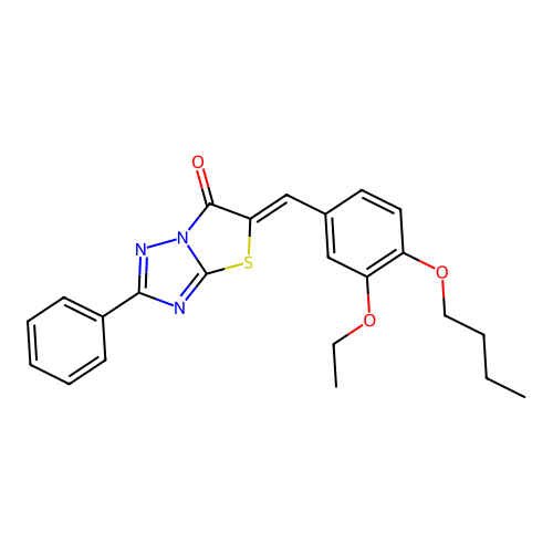 (Z)-5-(4-butoxy-3-ethoxybenzylidene)-2-phenylthiazolo[3,2-b][1,2,4]triazol-6(5H)-one structure