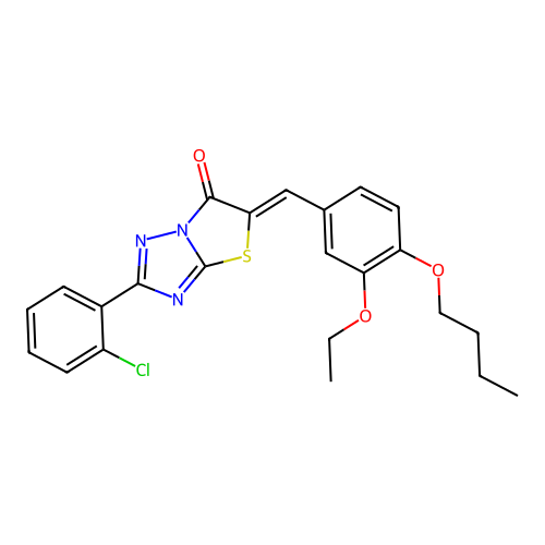(Z)-5-(4-butoxy-3-ethoxybenzylidene)-2-(2-chlorophenyl)thiazolo[3,2-b][1,2,4]triazol-6(5H)-one structure