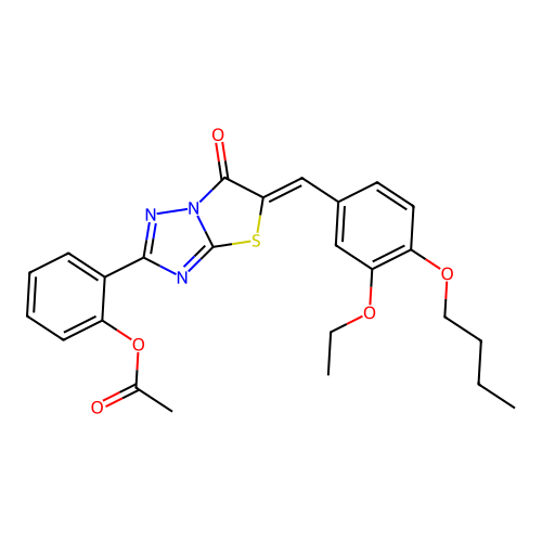 (Z)-2-(5-(4-butoxy-3-ethoxybenzylidene)-6-oxo-5,6-dihydrothiazolo[3,2-b][1,2,4]triazol-2-yl)phenyl acetate structure