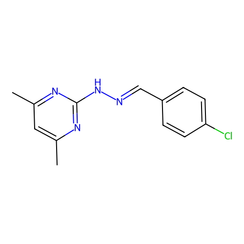 2-[(2E)-2-(4-chlorobenzylidene)hydrazinyl]-4,6-dimethylpyrimidine structure