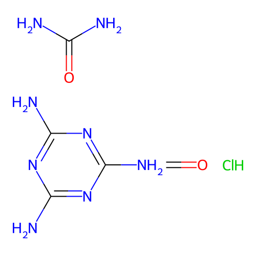 Formaldehyde;1,3,5-triazine-2,4,6-triamine;urea;hydrochloride structure