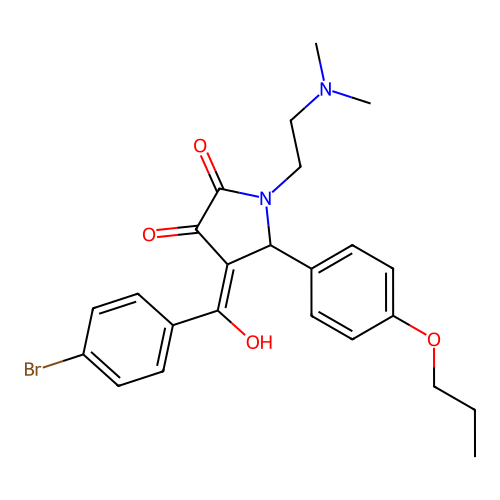 (4E)-4-[(4-bromophenyl)-hydroxymethylidene]-1-(2-dimethylaminoethyl)-5-(4-propoxyphenyl)pyrrolidine-2,3-dione structure
