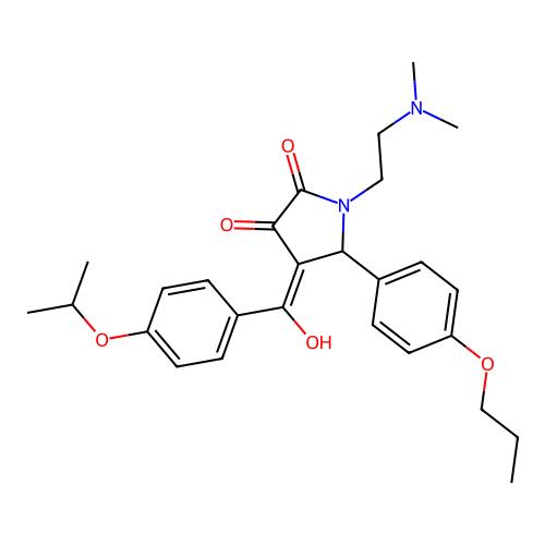(4E)-1-(2-dimethylaminoethyl)-4-[hydroxy-(4-propan-2-yloxyphenyl)methylidene]-5-(4-propoxyphenyl)pyrrolidine-2,3-dione structure