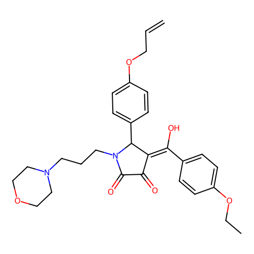 (4E)-4-[(4-ethoxyphenyl)-hydroxymethylidene]-1-(3-morpholin-4-ylpropyl)-5-(4-prop-2-enoxyphenyl)pyrrolidine-2,3-dione structure