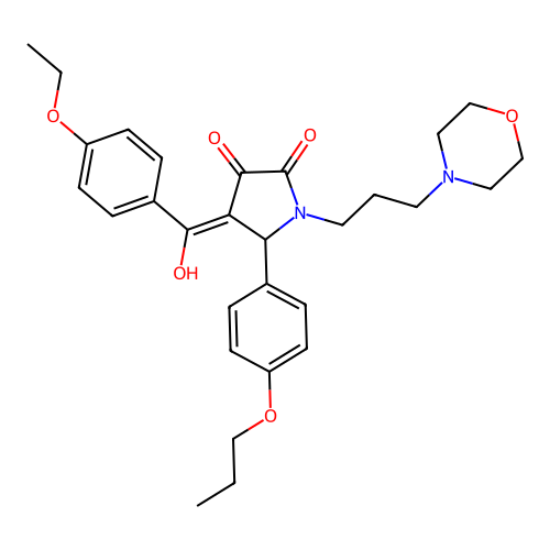 (4E)-4-[(4-ethoxyphenyl)-hydroxymethylidene]-1-(3-morpholin-4-ylpropyl)-5-(4-propoxyphenyl)pyrrolidine-2,3-dione structure