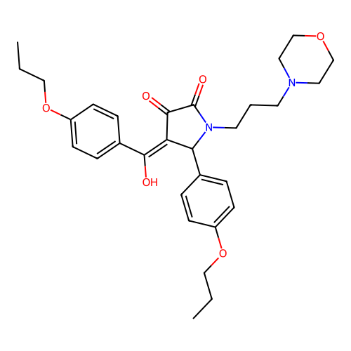 3-hydroxy-1-(3-morpholinopropyl)-4-(4-propoxybenzoyl)-5-(4-propoxyphenyl)-1H-pyrrol-2(5H)-one structure