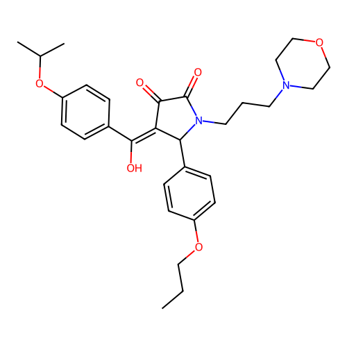 (4E)-4-[hydroxy-(4-propan-2-yloxyphenyl)methylidene]-1-(3-morpholin-4-ylpropyl)-5-(4-propoxyphenyl)pyrrolidine-2,3-dione structure