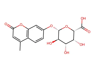 4-Methyl-2-oxo-2H-1-benzopyran-7-yl beta-D-galactopyranosiduronic acid structure