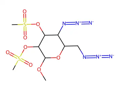 [3-azido-2-(azidomethyl)-6-methoxy-5-methylsulfonyloxyoxan-4-yl] methanesulfonate structure