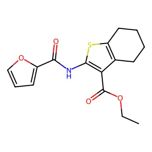 Ethyl 2-(2-furoylamino)-4,5,6,7-tetrahydro-1-benzothiophene-3-carboxylate structure