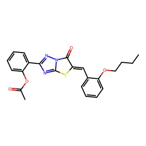 2-[(5E)-5-(2-butoxybenzylidene)-6-oxo-5,6-dihydro[1,3]thiazolo[3,2-b][1,2,4]triazol-2-yl]phenyl acetate structure