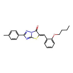 (5E)-5-(2-butoxybenzylidene)-2-(4-methylphenyl)[1,3]thiazolo[3,2-b][1,2,4]triazol-6(5H)-one structure