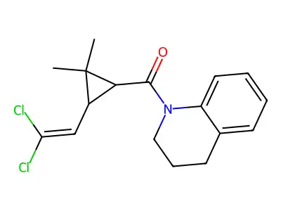 1-[3-(2,2-dichloroethenyl)-2,2-dimethylcyclopropanecarbonyl]-1,2,3,4-tetrahydroquinoline structure