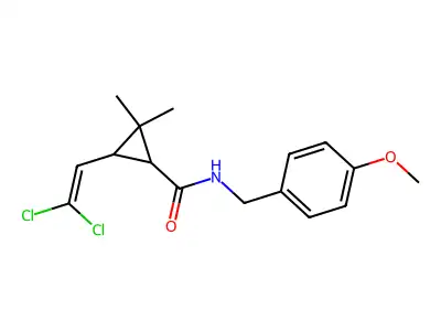 3-(2,2-dichloroethenyl)-N-[(4-methoxyphenyl)methyl]-2,2-dimethylcyclopropane-1-carboxamide structure