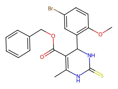 benzyl 4-(5-bromo-2-methoxyphenyl)-6-methyl-2-thioxo-1,2,3,4-tetrahydropyrimidine-5-carboxylate structure