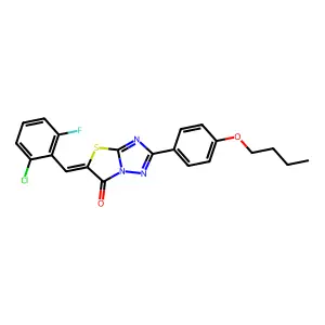 (5Z)-2-(4-butoxyphenyl)-5-(2-chloro-6-fluorobenzylidene)[1,3]thiazolo[3,2-b][1,2,4]triazol-6(5H)-one structure