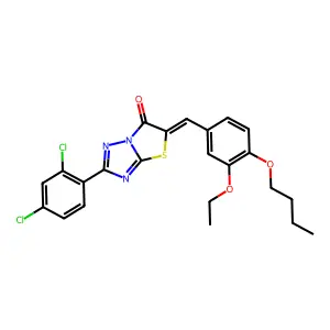 (5E)-5-(4-butoxy-3-ethoxybenzylidene)-2-(2,4-dichlorophenyl)[1,3]thiazolo[3,2-b][1,2,4]triazol-6(5H)-one structure