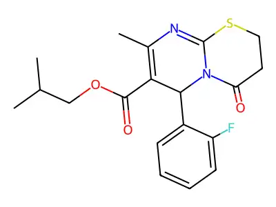 2-methylpropyl 6-(2-fluorophenyl)-8-methyl-4-oxo-2H,3H,4H,6H-pyrimido[2,1-b][1,3]thiazine-7-carboxylate structure
