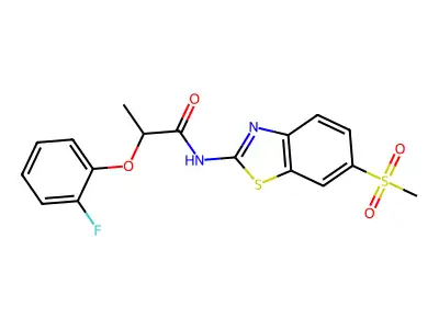 2-(2-Fluoro-phenoxy)-N-(6-methanesulfonyl-benzothiazol-2-yl)-propionamide structure