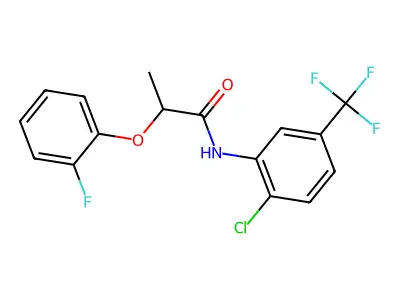 N-[2-chloro-5-(trifluoromethyl)phenyl]-2-(2-fluorophenoxy)propanamide structure