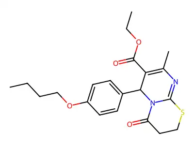 ethyl 6-(4-butoxyphenyl)-8-methyl-4-oxo-3,4-dihydro-2H,6H-pyrimido[2,1-b][1,3]thiazine-7-carboxylate structure