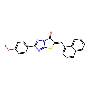(E)-2-(4-methoxyphenyl)-5-(naphthalen-1-ylmethylene)thiazolo[3,2-b][1,2,4]triazol-6(5H)-one structure