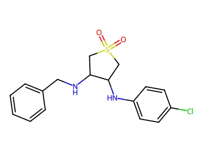 3-(Benzylamino)-4-((4-chlorophenyl)amino)tetrahydrothiophene 1,1-dioxide structure