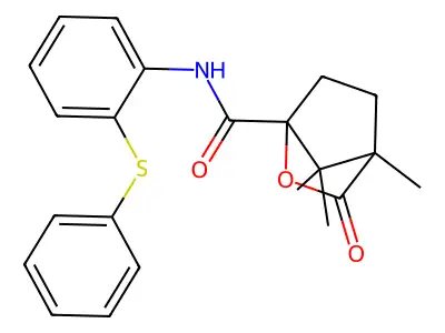 4,7,7-trimethyl-3-oxo-N-[2-(phenylsulfanyl)phenyl]-2-oxabicyclo[2.2.1]heptane-1-carboxamide structure