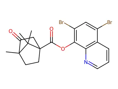 5,7-dibromo-8-quinolinyl 4,7,7-trimethyl-3-oxobicyclo[2.2.1]heptane-1-carboxylate structure