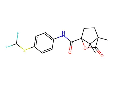 N-{4-[(difluoromethyl)sulfanyl]phenyl}-4,7,7-trimethyl-3-oxo-2-oxabicyclo[2.2.1]heptane-1-carboxamide structure