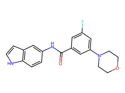 3-fluoro-N-1H-indol-5-yl-5-morpholin-4-ylbenzamide structure