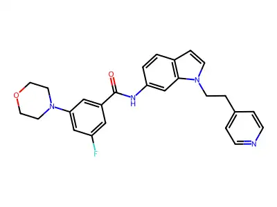 3-fluoro-5-morpholin-4-yl-N-(1-(2-pyridin-4-ylethyl)-1H-indol-6-yl)benzamide structure