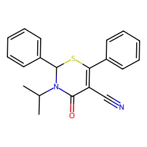 3-Isopropyl-4-oxo-2,6-diphenyl-3,4-dihydro-2H-1,3-thiazine-5-carbonitrile structure