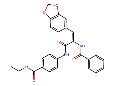 ethyl 4-[[(E)-2-benzamido-3-(1,3-benzodioxol-5-yl)prop-2-enoyl]amino]benzoate structure