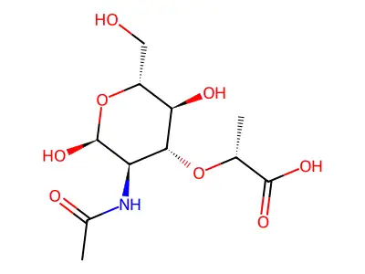 (R)-2-(Acetylamino)-3-O-(1-carboxyethyl)-2-deoxy-D-glucose structure
