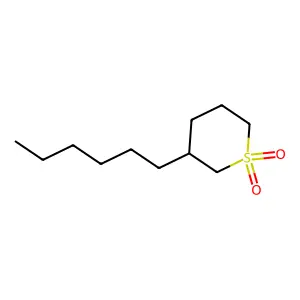 2H-Thiopyran, 3-hexyltetrahydro-, 1,1-dioxide structure