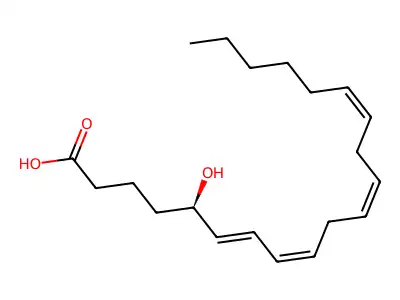 5R-hydroxy-6E,8Z,11Z,14Z-eicosatetraenoic acid structure