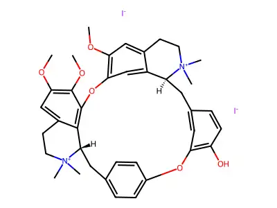 Oxyacanthanium, 12'-hydroxy-2,2,2',2'-tetramethyl-6,6',7-trimethoxy-, diiodide structure