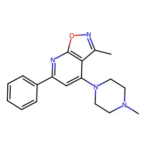 Isoxazolo[5,4-b]pyridine, 3-methyl-4-(4-methyl-1-piperazinyl)-6-phenyl- structure