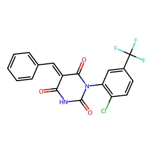5-benzylidene-1-[2-chloro-5-(trifluoromethyl)phenyl]-2,4,6(1H,3H,5H)-pyrimidinetrione structure