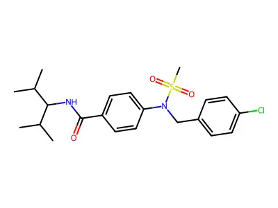 4-[(4-chlorophenyl)methyl-methylsulfonylamino]-N-(2,4-dimethylpentan-3-yl)benzamide structure