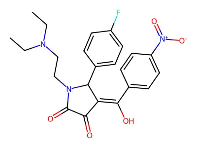 (4Z)-1-(2-diethylaminoethyl)-5-(4-fluorophenyl)-4-[hydroxy-(4-nitrophenyl)methylidene]pyrrolidine-2,3-dione structure